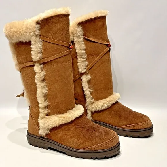 Ugg Australia Nightfall Brown Shearling Boots Made in New Zealand Women Size 7