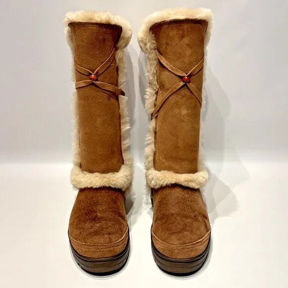 Ugg Australia Nightfall Brown Shearling Boots Made in New Zealand Women Size 7