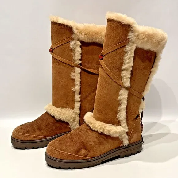 Ugg Australia Nightfall Brown Shearling Boots Made in New Zealand Women Size 7