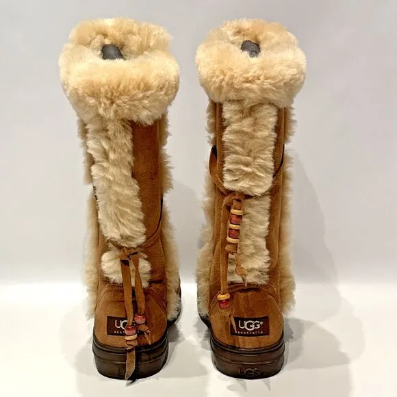 Ugg Australia Nightfall Brown Shearling Boots Made in New Zealand Women Size 7