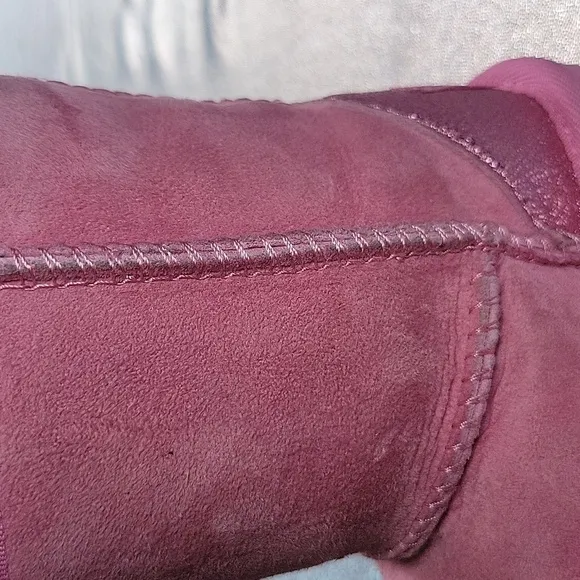 UGG Australia Pink Glitz Boots Metallic Sparkle Heels Shearling Lining Size:6