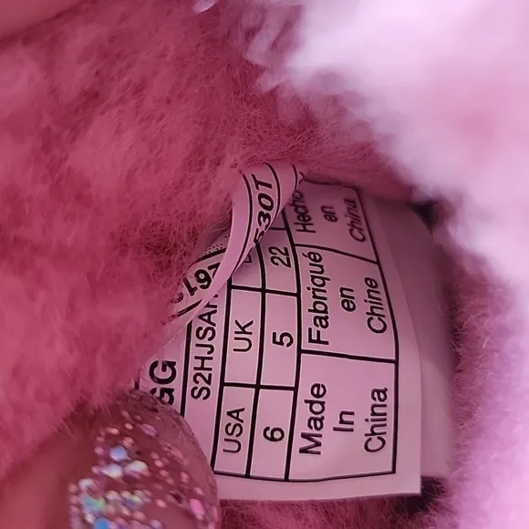 UGG Australia Pink Glitz Boots Metallic Sparkle Heels Shearling Lining Size:6