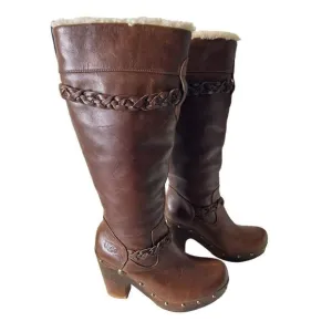 UGG Australia Savana Brown Shearling Lined Leather Studded Boots SN 3209 Sz 7
