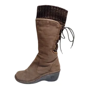 UGG Australia Skylair Brown Leather Knee High Sweater Cuff Boots Women's Size 7