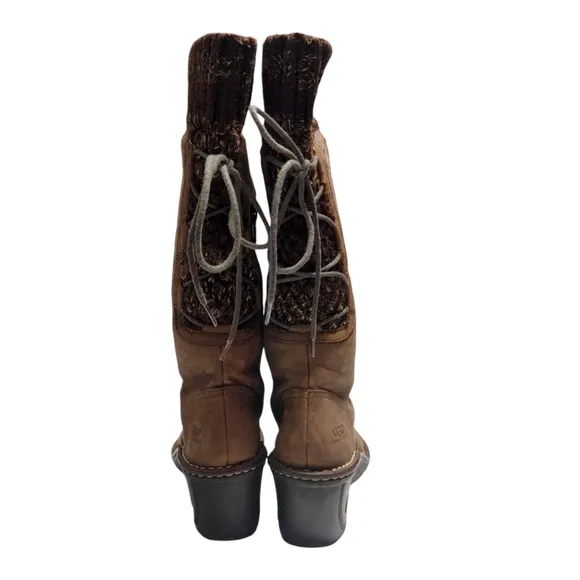 UGG Australia Skylair Brown Leather Knee High Sweater Cuff Boots Women's Size 7