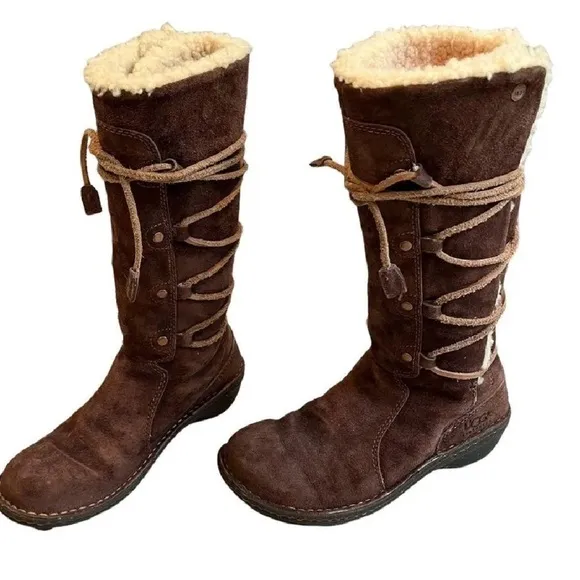 UGG Australia Surfcat Shearling Tall Suede BOOTS 5158 size 8 brown