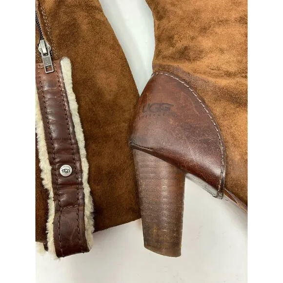 UGG Australia Tess Suede Leather Shearling Knee High Boots