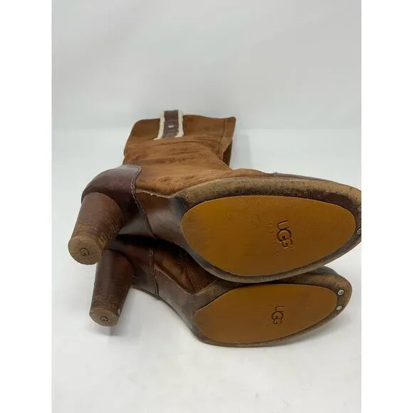 UGG Australia Tess Suede Leather Shearling Knee High Boots