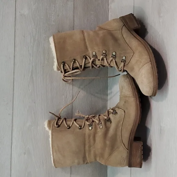 Ugg Australia Women Gradin  Ankle Suede Lace-up Sheepskin Boots shoes sz 6