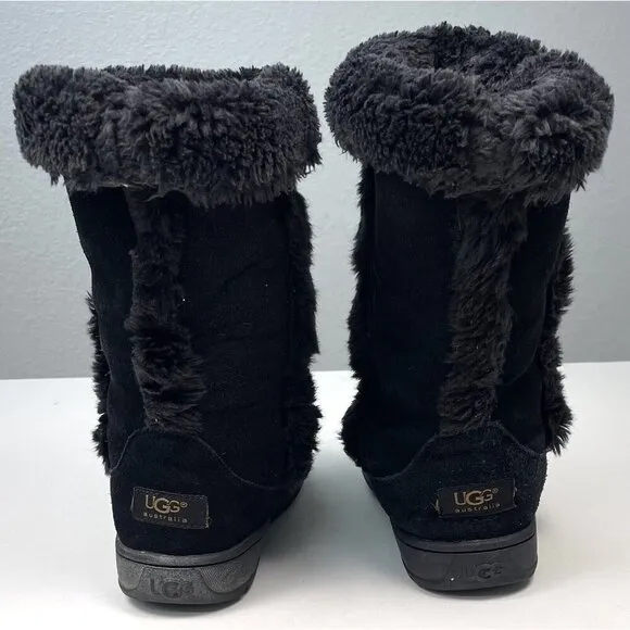 UGG Australia Womens US 10 Black Nightfall Sheepskin Suede Shearling BOOTS #5325
