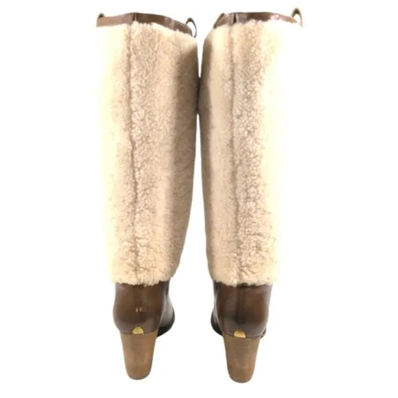 UGG AVA Exposed Shearling/Leather Boots EUC $275 Size 39 US 8  S3044