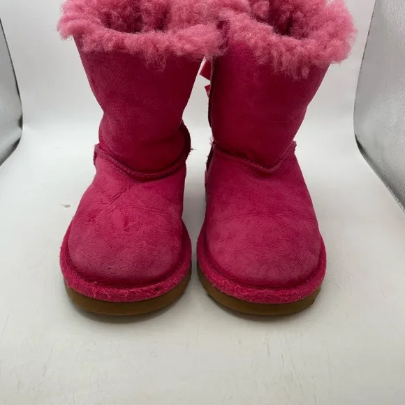 UGG Bailey Bow Pink Shearling Boots with Bows girls size 7