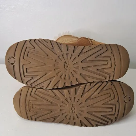 UGG Bailey Triplet Boot Chestnut 3 Button Sherpa Lined Suede 8 39 Mid Calve Y2K