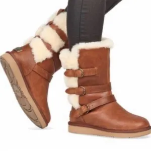 Ugg Becket Leather Shearling Mid Calf Boots Brown Size 8