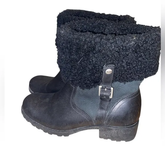 Ugg Bellevue Leather Shearling Ankle Boots
