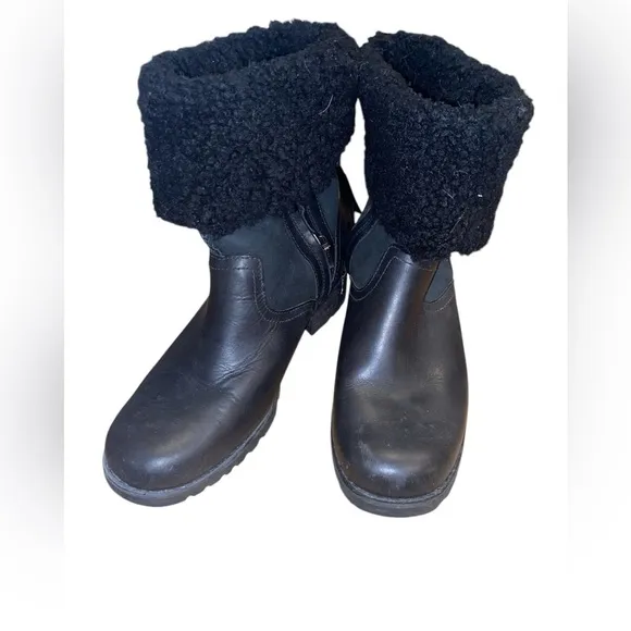 Ugg Bellevue Leather Shearling Ankle Boots