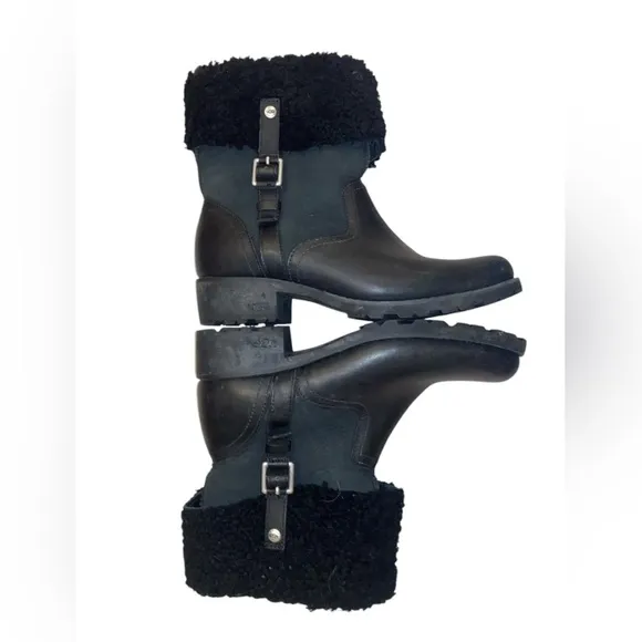 Ugg Bellevue Leather Shearling Ankle Boots