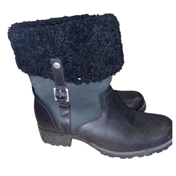 Ugg Bellevue Leather Shearling Ankle Boots