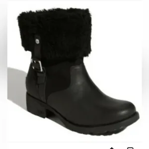 Ugg Bellevue Leather Shearling Ankle Boots