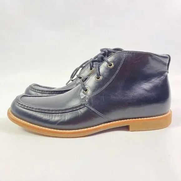 UGG Black Leather Chukka Boots Via Lungarno Moc Top Lace Up Mens Size 9