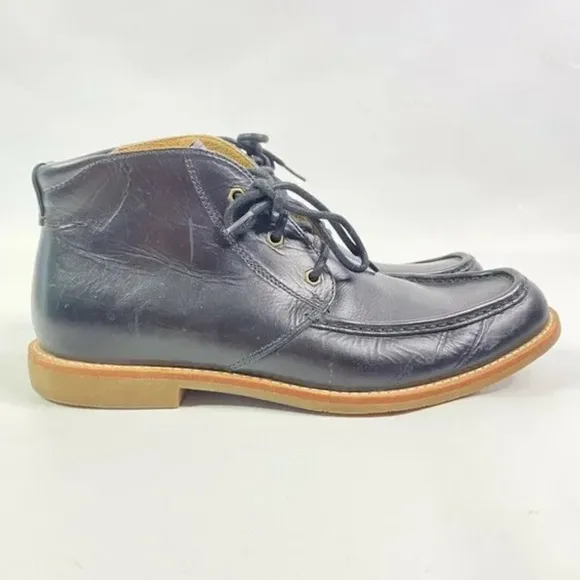 UGG Black Leather Chukka Boots Via Lungarno Moc Top Lace Up Mens Size 9