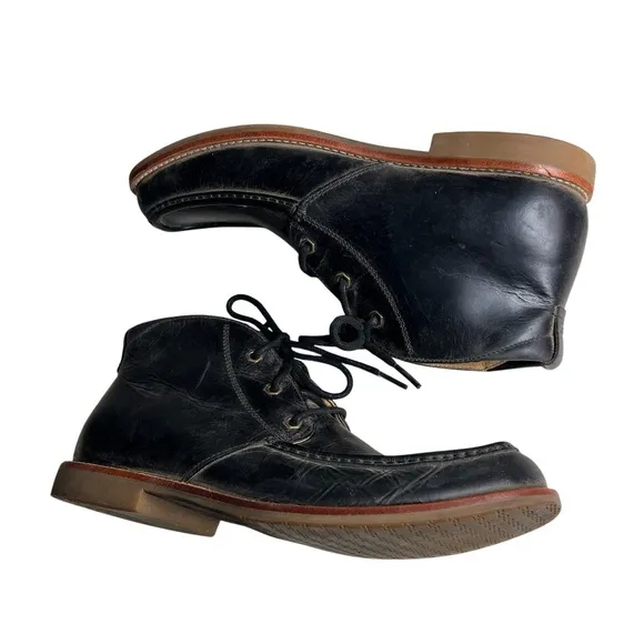 UGG Black Leather Chukka Boots Via Lungarno Moc Top Lace Up Mens Size 9