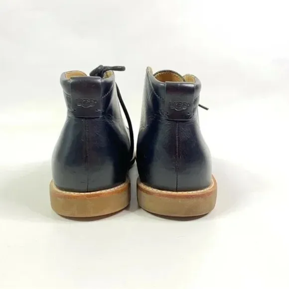 UGG Black Leather Chukka Boots Via Lungarno Moc Top Lace Up Mens Size 9