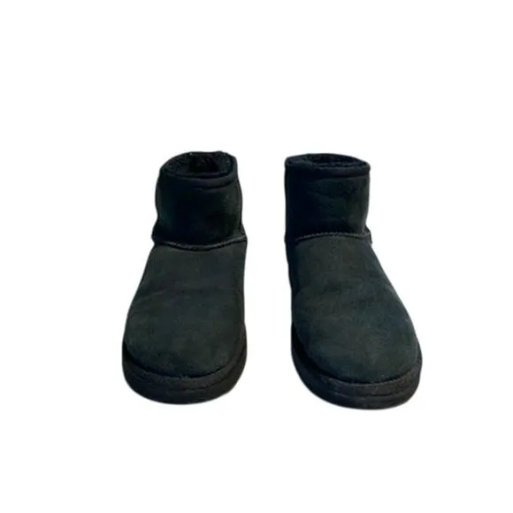 Ugg Black Shearling Classic Mini Boots 1110083 Pink Graphic Logo Size 6