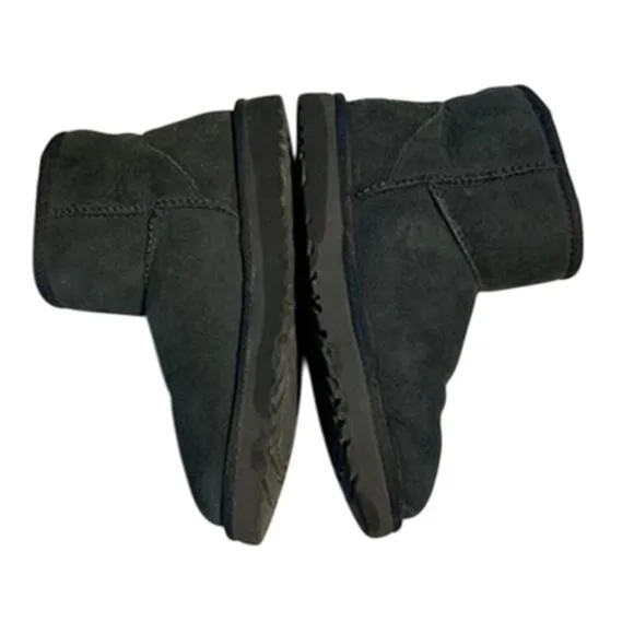 Ugg Black Shearling Classic Mini Boots 1110083 Pink Graphic Logo Size 6
