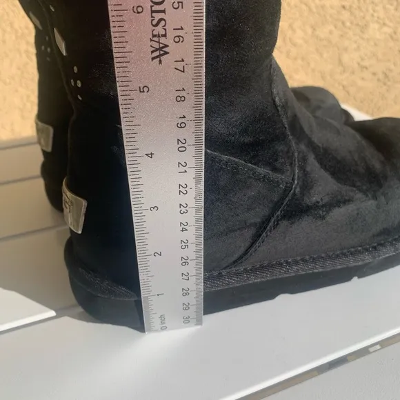 UGG black suede genuine shearling boots size 7