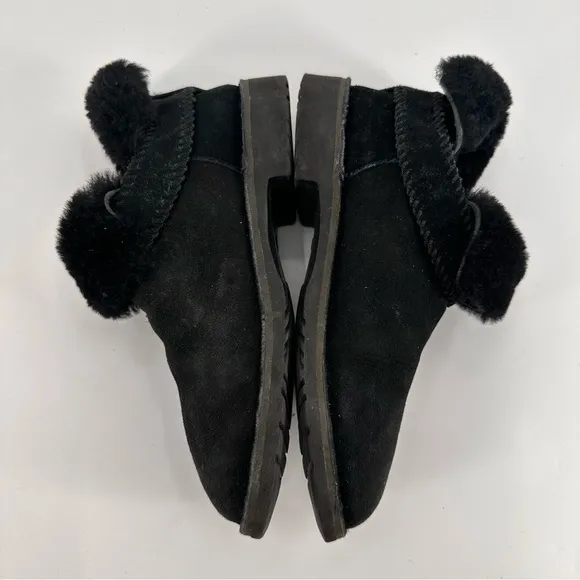 UGG Black Suede Roll Down Shearling Boots Size 8