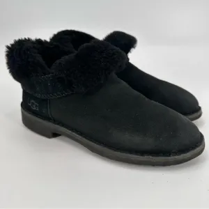 UGG Black Suede Roll Down Shearling Boots Size 8