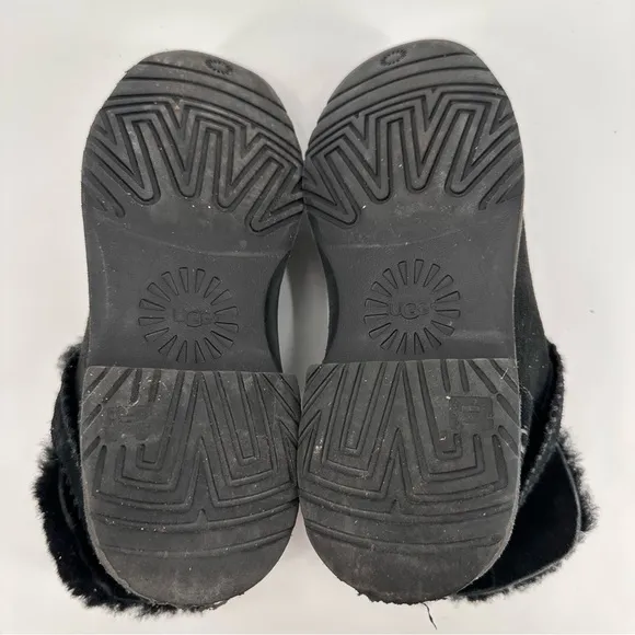 UGG Black Suede Roll Down Shearling Boots Size 8