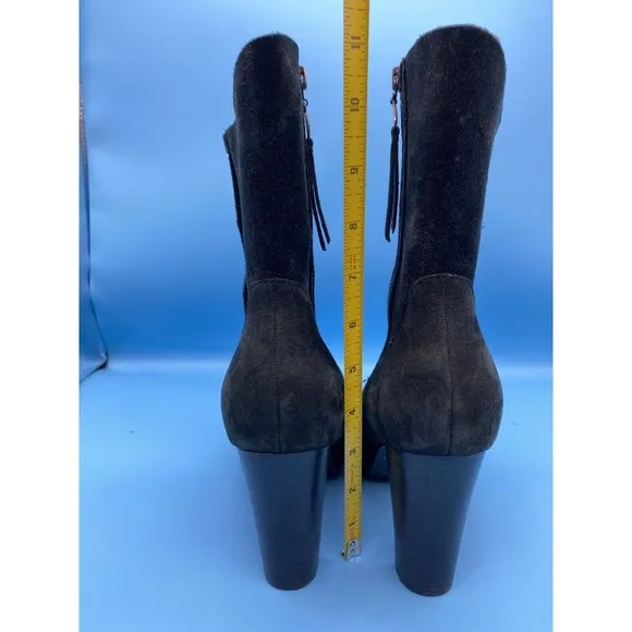 UGG Boots Athena Black High Heel Suede Shearling Footbed Women's 8.5 EUC