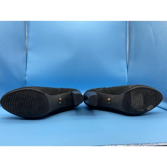 UGG Boots Athena Black High Heel Suede Shearling Footbed Women's 8.5 EUC