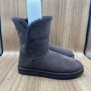 UGG Boots Womens 10 Bailey Button II Shearling Winter Snow Mid Chocolate Brown