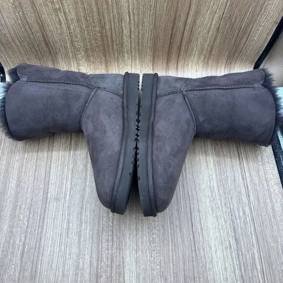 UGG Boots Womens 10 Bailey Button II Shearling Winter Snow Mid Chocolate Brown