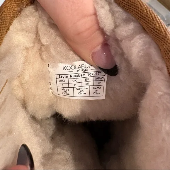 UGG Brown Shearling Boots with Bows  Kids Size Three