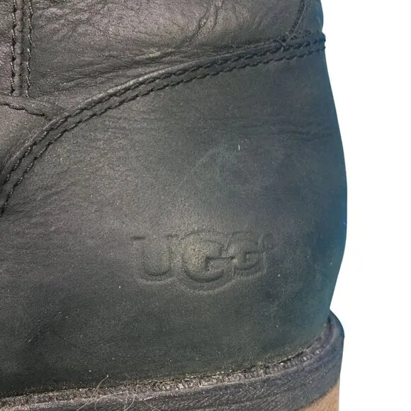 UGG Chaney Moto Zip Up Shearling Lined Buckle Leather Biker Boots Women's Size 8