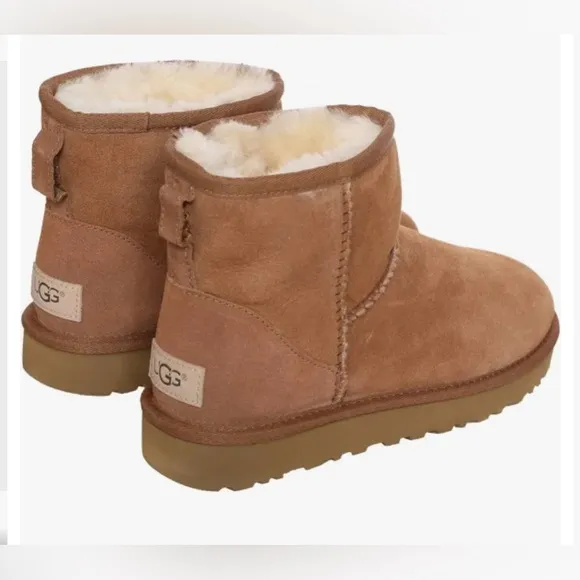 Ugg Chestnut Mini II Suede Shearling Weatherproof Boots 8
