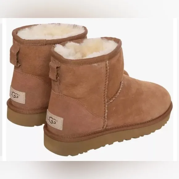 Ugg Chestnut Mini II Suede Shearling Weatherproof Boots 8
