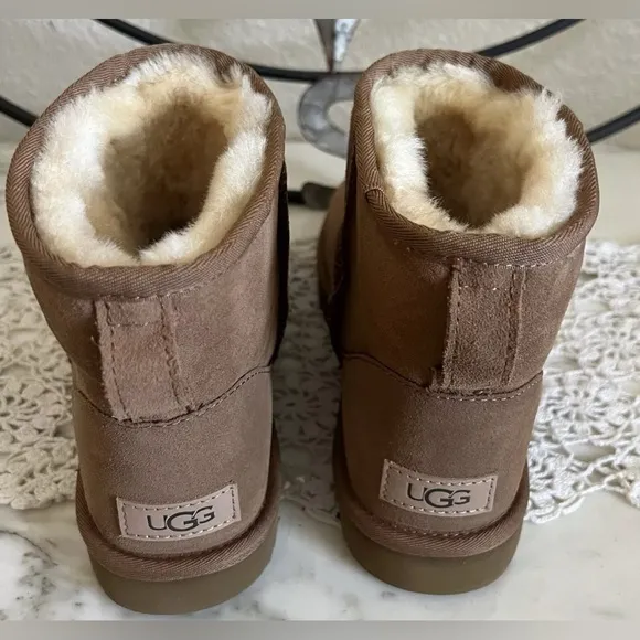 Ugg Chestnut Mini II Suede Shearling Weatherproof Boots 8