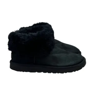 UGG Classic Mini Fluff Boots Bootie Short Black 10 Women 1106757 Shearling Suede