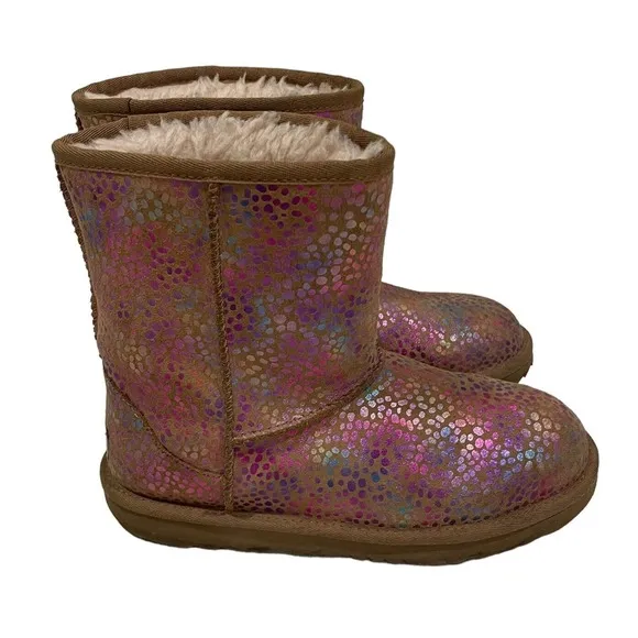 UGG Classic Spots Metallic Shimmery Rainbow Colorful Suede Boots Women’s Size 6