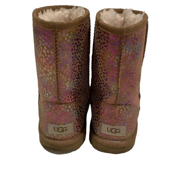 UGG Classic Spots Metallic Shimmery Rainbow Colorful Suede Boots Women’s Size 6