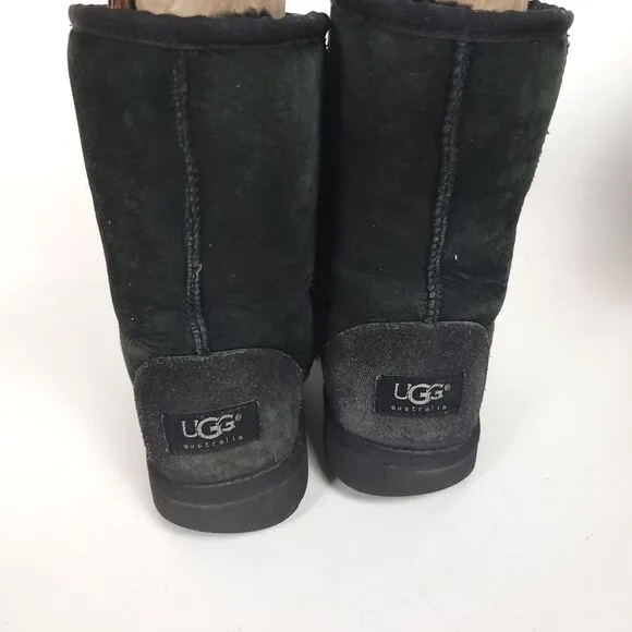 UGG Classic Women's Short II Boots 5251 Black Sheep Skin lamb shearling Size 5