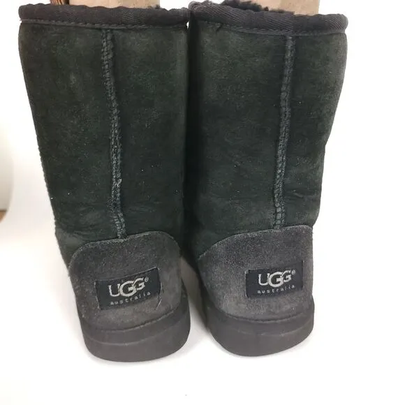 UGG Classic Women's Short II Boots 5251 Black Sheep Skin lamb shearling Size 5