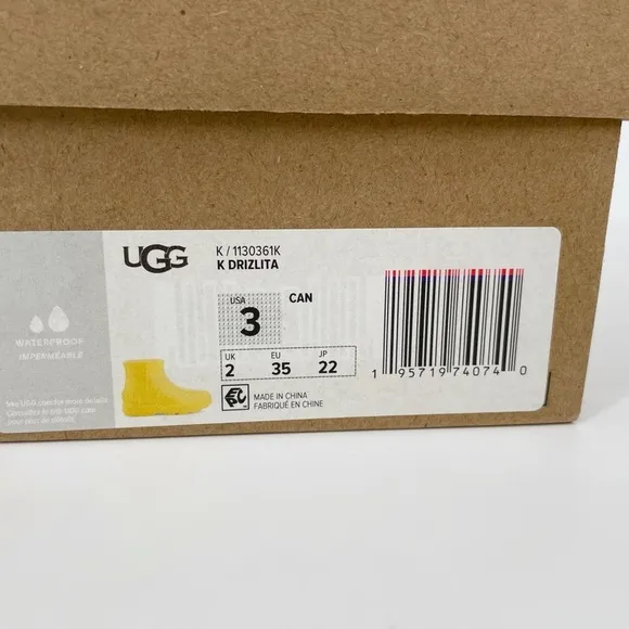 Ugg Drizlita Rain Boots Yellow Sherpa Lined Waterproof Shoes Boys Girls Unisex