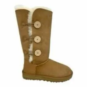Ugg Eva Brown Suede and Shearling Button Up Boots Womens size 8