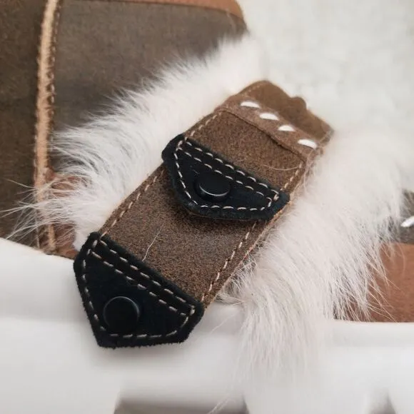 UGG Fluff Punk Women's Suede Shearling Ankle Boots in Chestnut Size 6 NEW